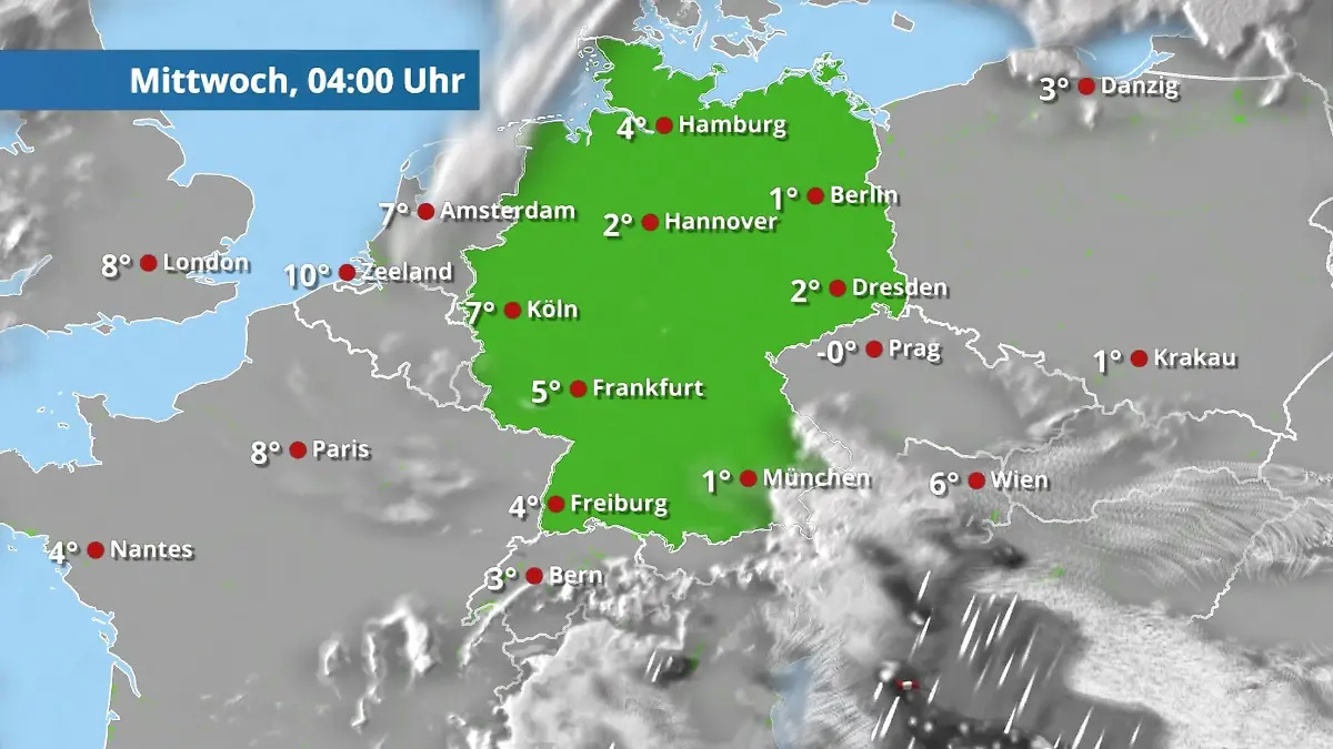 Prognose vom 17. März Der Regen- und Wolkenfilm für 48 Stunden