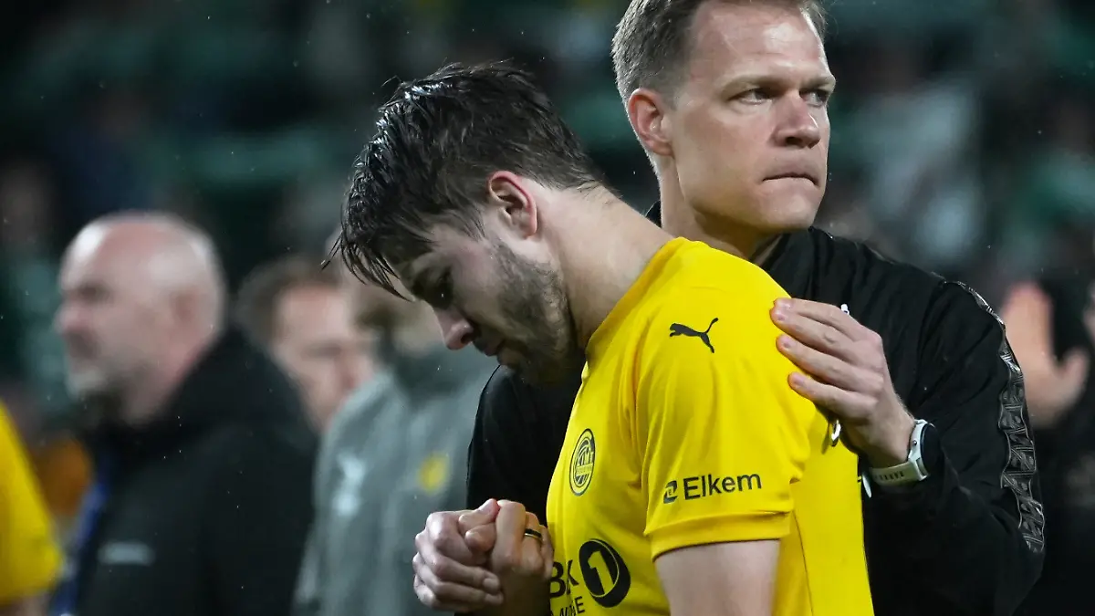 17.03.2026, Portugal, Lissabon: Fußball, Männer: Champions League, Sporting Lissabon - FK Bodö/Glimt, K.o.-Runde, Achtelfinale, Rückspiele, Estadio Jose Alvalade. Fredrik Andre Bjorkan von Glimt reagiert nach dem Spiel. Foto: Ana Brigida/AP/dpa +++ dpa-Bildfunk +++