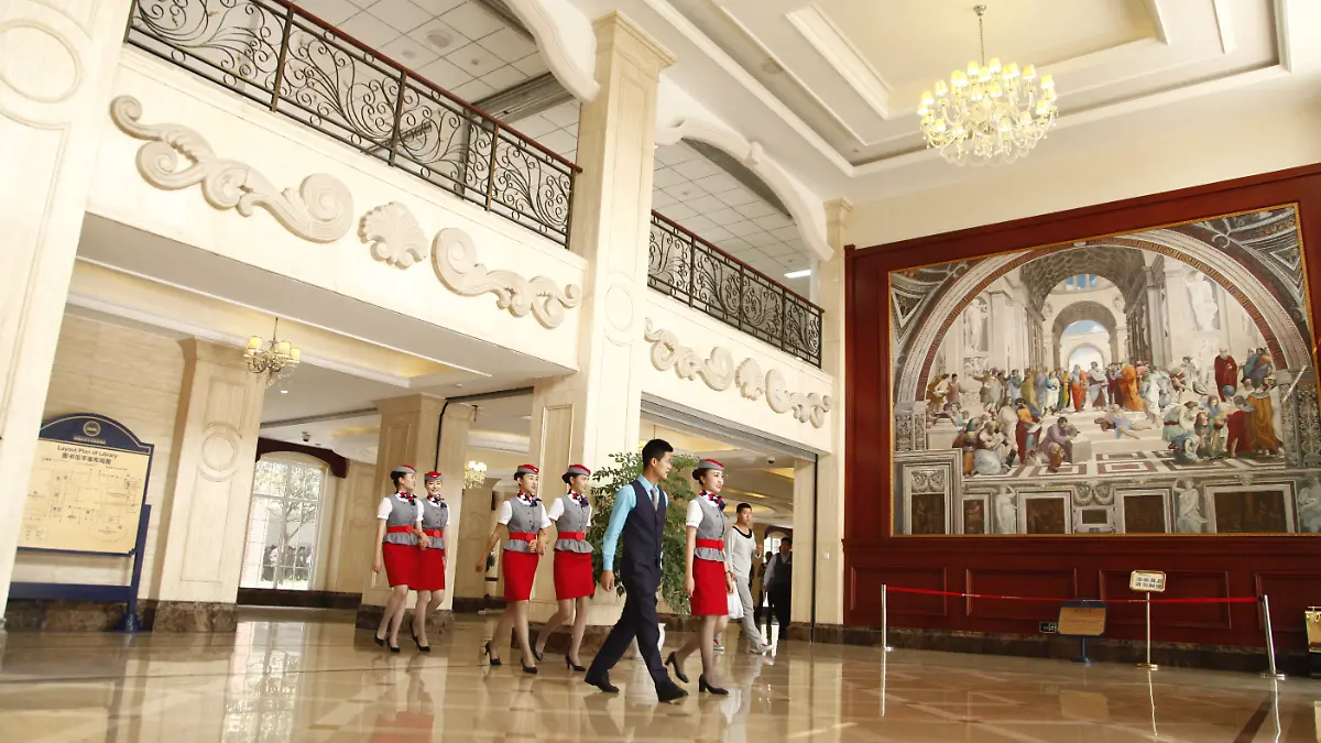 Interior view of a European-style building in the campus of Sichuan Southwest Vocational College of Civil Aviation in Chengdu city, southwest China's Sichuan province, 27 April 2016. A campus was hailed as "coming from fairytale" for its impressive European-style architecture. The campus of Sichuan Southwest Vocational College of Civil Aviation, which is located in Chengdu, capital of Southwest China's Sichuan province, costs 1 billion yuan ($154.5 million).