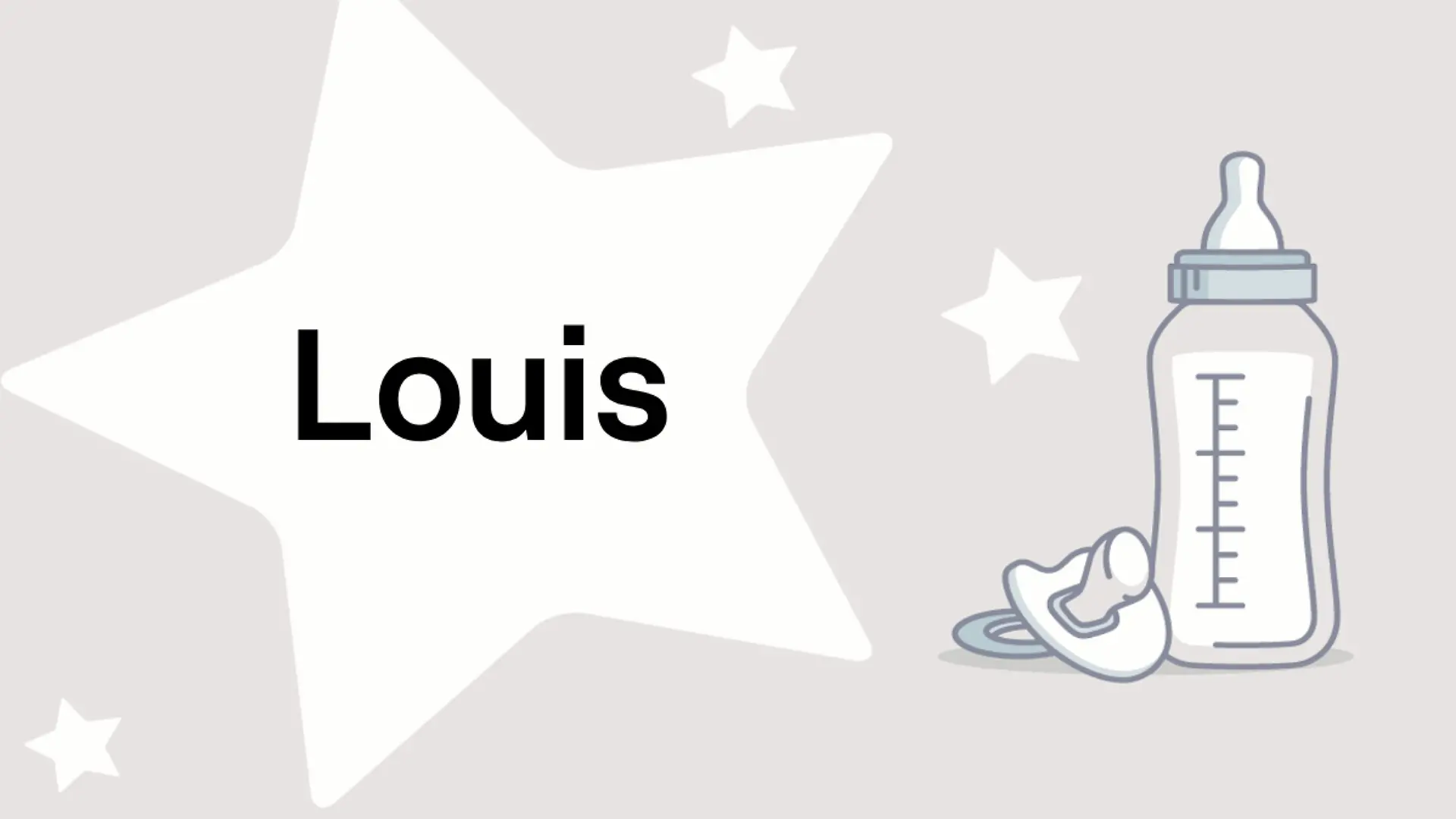 Schriftzug des Vornamens Louis auf grauem Hintergrund mit Sternen