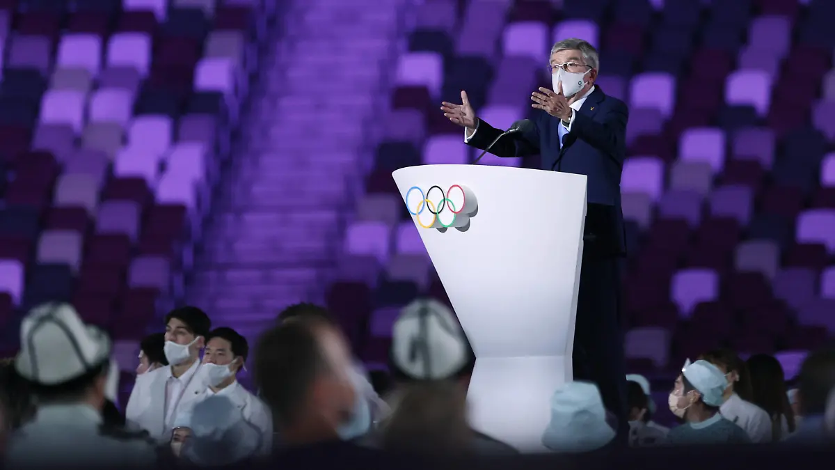 210723 -- TOKYO, July 23, 2021 -- International Olympic Committee IOC President Thomas Bach speaks during the opening ceremony of Tokyo 2020 Olympic Games, Olympische Spiele, Olympia, OS at the Olympic Stadium in Tokyo, Japan, July 23, 2021. TOKYO2020XHTP-JAPAN-TOKYO-OLY-OPENING CEREMONY LixMing PUBLICATIONxNOTxINxCHN