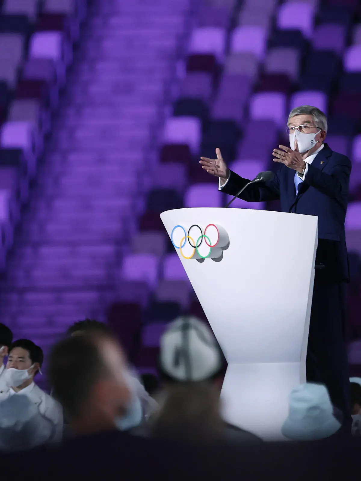  210723 -- TOKYO, July 23, 2021 -- International Olympic Committee IOC President Thomas Bach speaks during the opening ceremony of Tokyo 2020 Olympic Games, Olympische Spiele, Olympia, OS at the Olympic Stadium in Tokyo, Japan, July 23, 2021.  TOKYO2020XHTP-JAPAN-TOKYO-OLY-OPENING CEREMONY LixMing PUBLICATIONxNOTxINxCHN