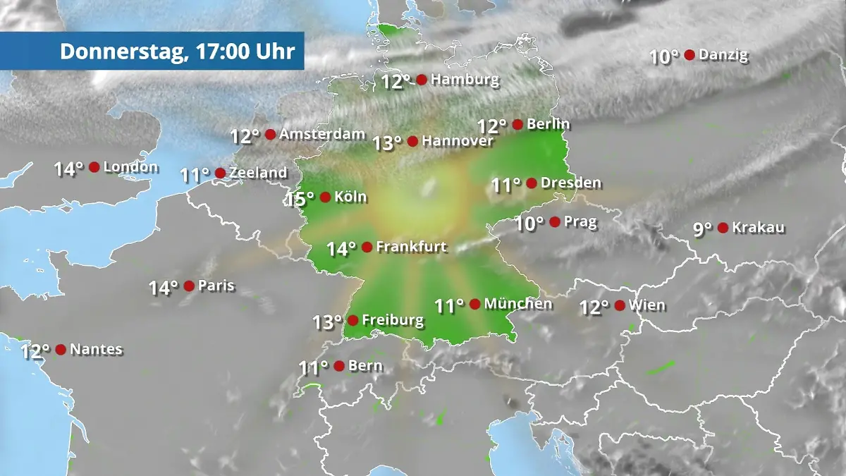 Prognose vom 19. März Der Regen- und Wolkenfilm für 48 Stunden