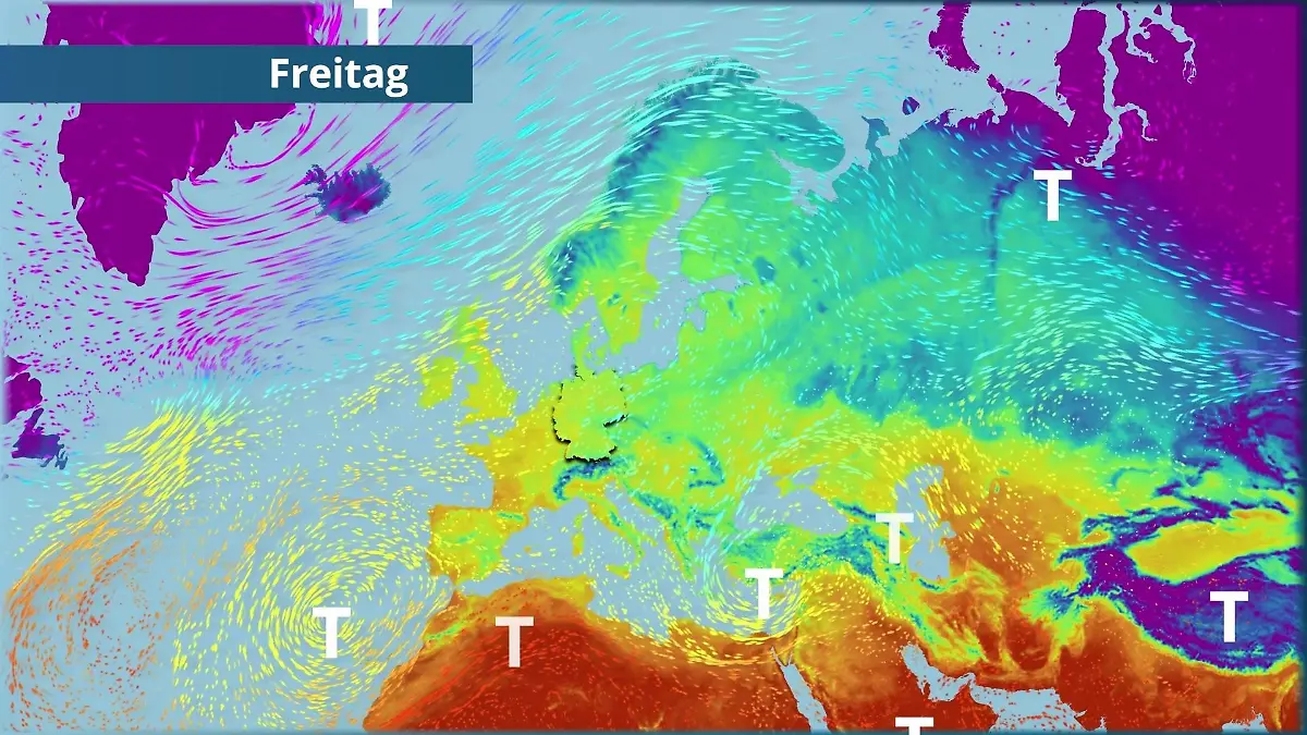 Prognose vom 19. März Der Strömungsfilm für Europa für 5 Tage
