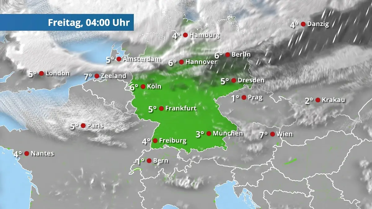 Prognose vom 19. März Der Regen- und Wolkenfilm für 48 Stunden