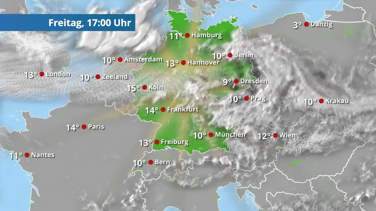 Prognose vom 20. März Der Regen- und Wolkenfilm für 48 Stunden