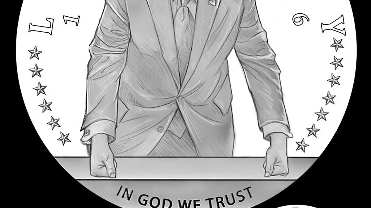 A Semiquincentennial commemorative gold coin design featuring U.S. President Donald Trump, in this undated handout image. U.S. Mint/Handout via REUTERS    THIS IMAGE HAS BEEN SUPPLIED BY A THIRD PARTY