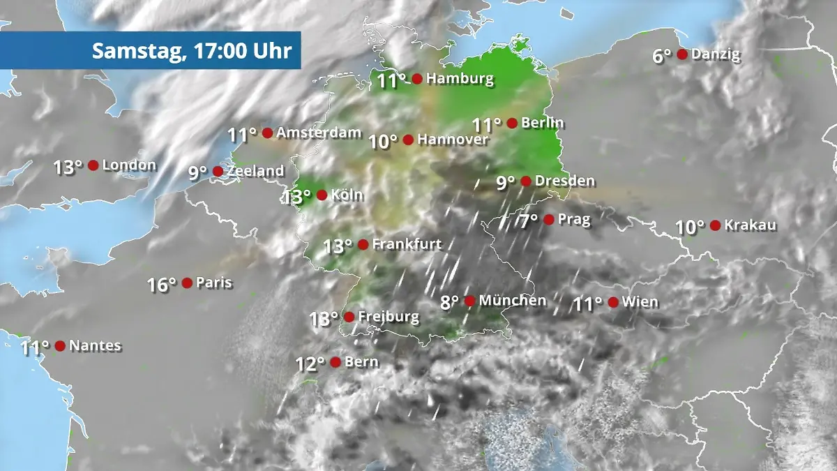 Prognose vom 21. März Der Regen- und Wolkenfilm für 48 Stunden