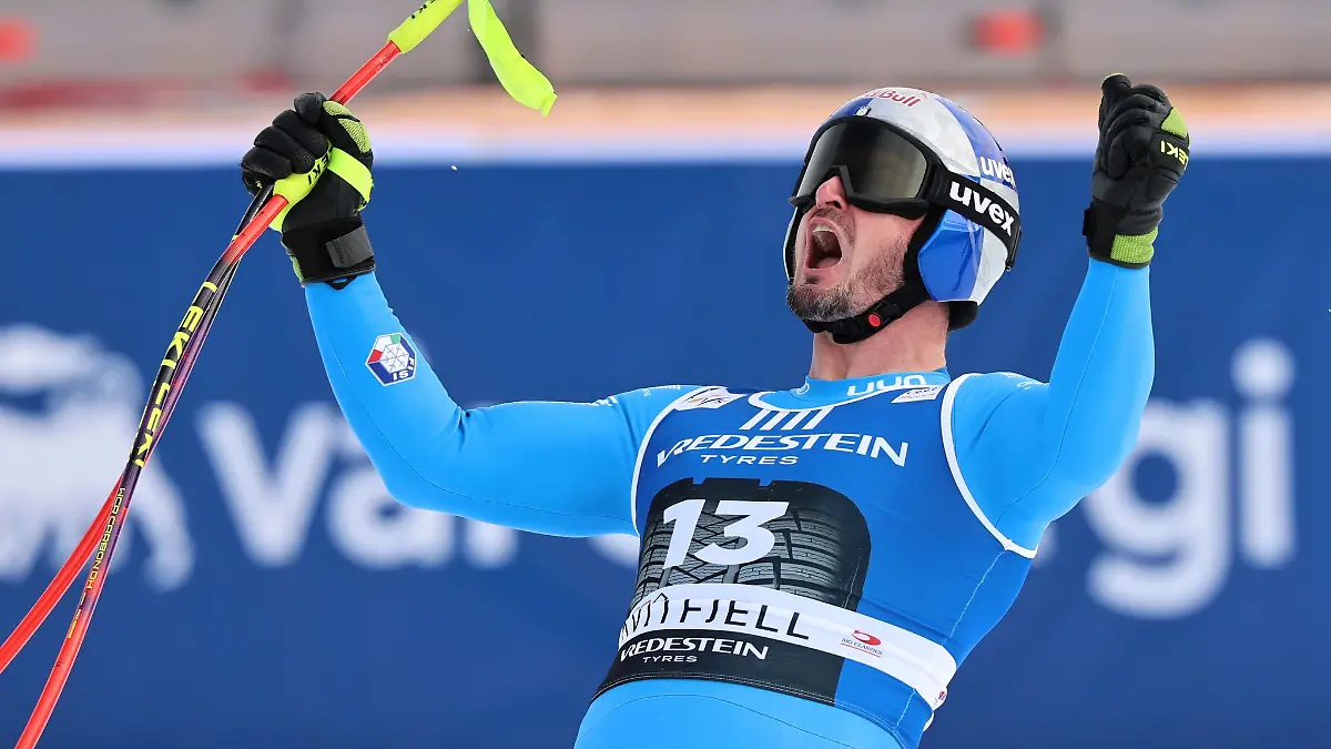 Dominik Paris jubelt über seinen schon fünften Abfahrtssieg in Kvitfjell.