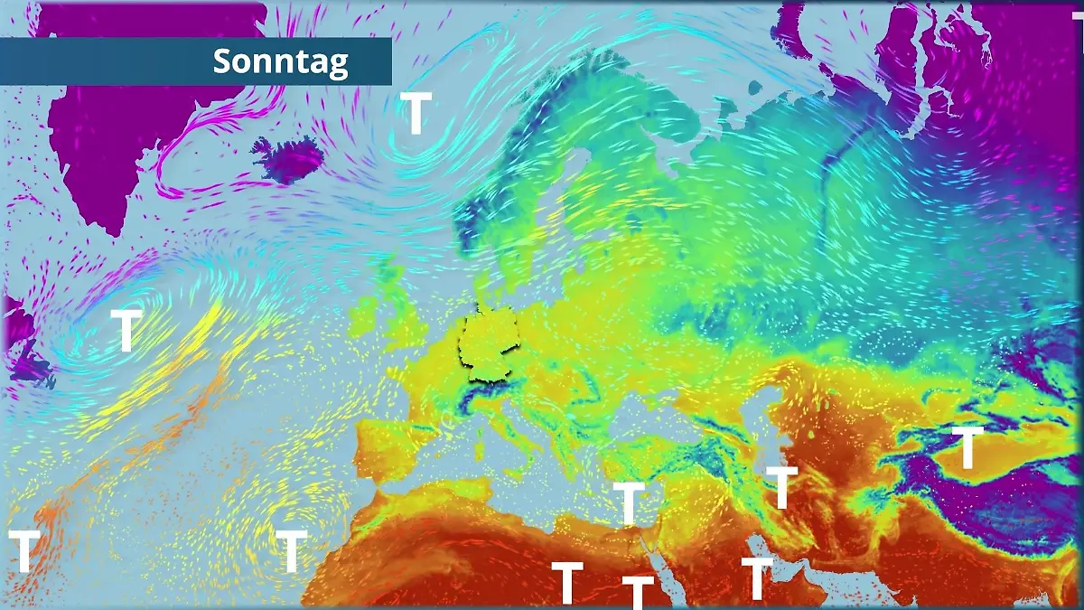 Prognose vom 21. März Der Strömungsfilm für Europa für 5 Tage