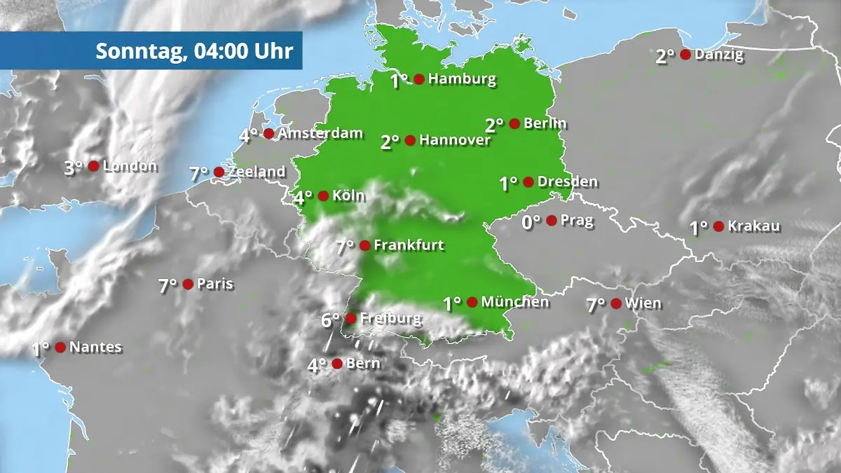 Prognose vom 21. März Der Regen- und Wolkenfilm für 48 Stunden