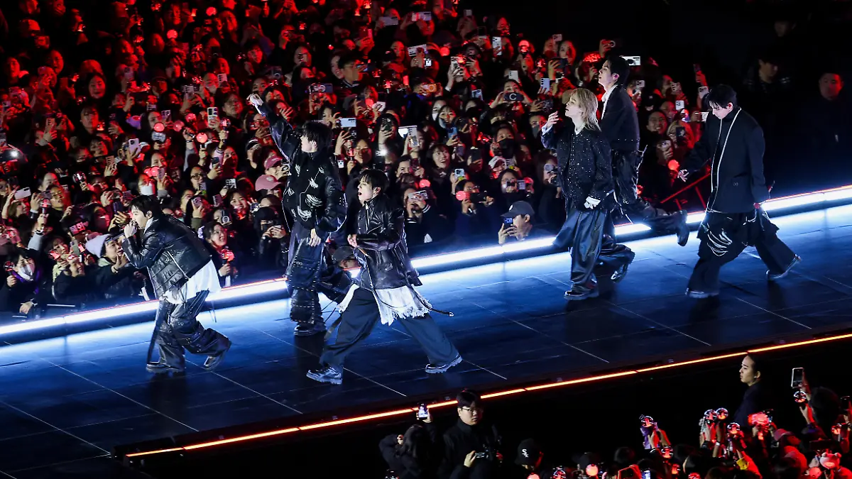 Kpop group BTS perform during 'BTS The Comeback Live Arirang' concert in central Seoul, South Korea, March 21, 2026. (Kim Hong-Ji/Pool Photo via AP)
