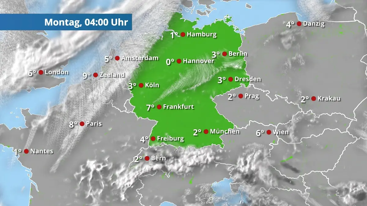 Prognose vom 22. März Der Regen- und Wolkenfilm für 48 Stunden