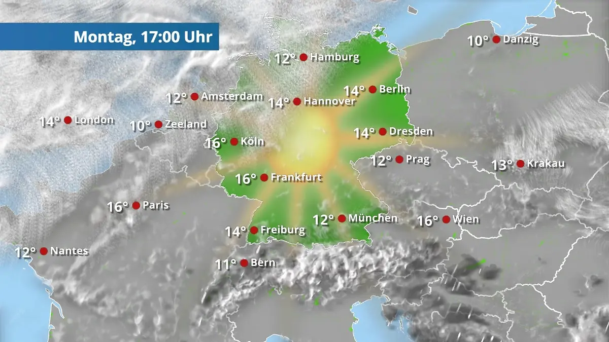 Prognose vom 23. März Der Regen- und Wolkenfilm für 48 Stunden