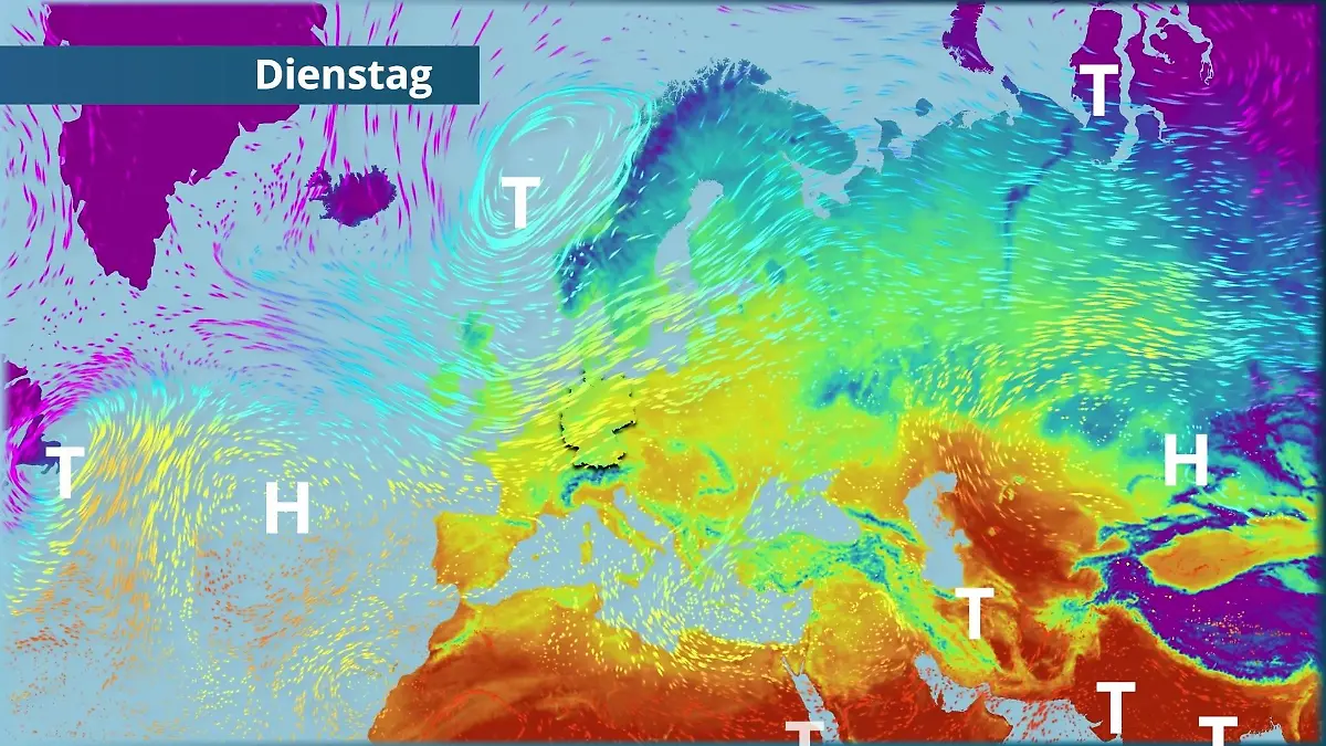 Prognose vom 23. März Der Strömungsfilm für Europa für 5 Tage