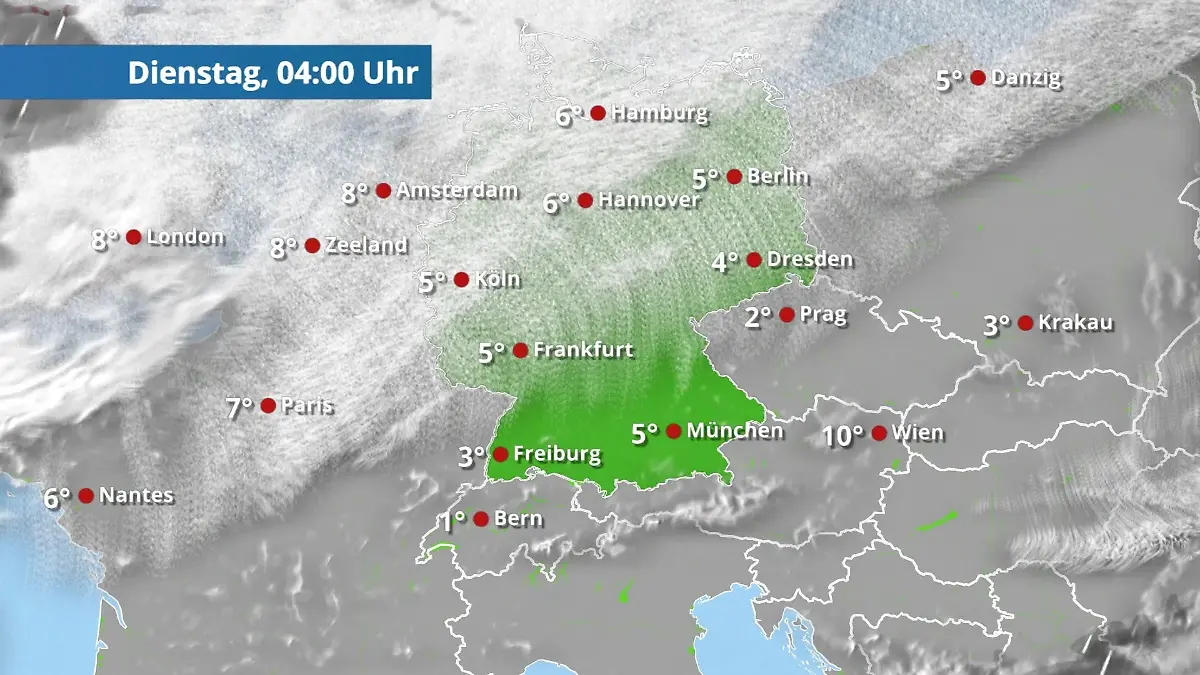 Prognose vom 23. März Der Regen- und Wolkenfilm für 48 Stunden