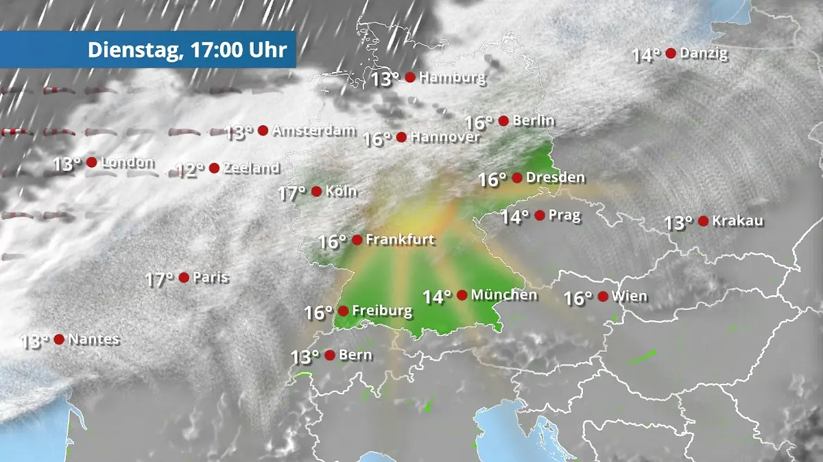 Prognose vom 24. März Der Regen- und Wolkenfilm für 48 Stunden