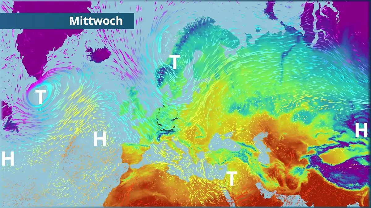 Prognose vom 24. März Der Strömungsfilm für Europa für 5 Tage