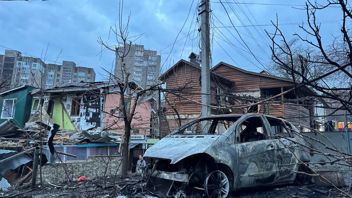 The site of a Russian drone strike, amid Russia's attack on Ukraine, in Vinnytsia, Ukraine March 24, 2026. REUTERS/Stringer
