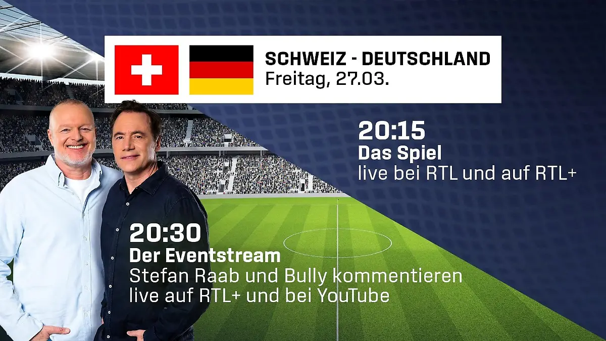 Streaming-Hammer: Raab und Bully kommentieren Schweiz - Deutschland live! Doppelpass der Giganten!