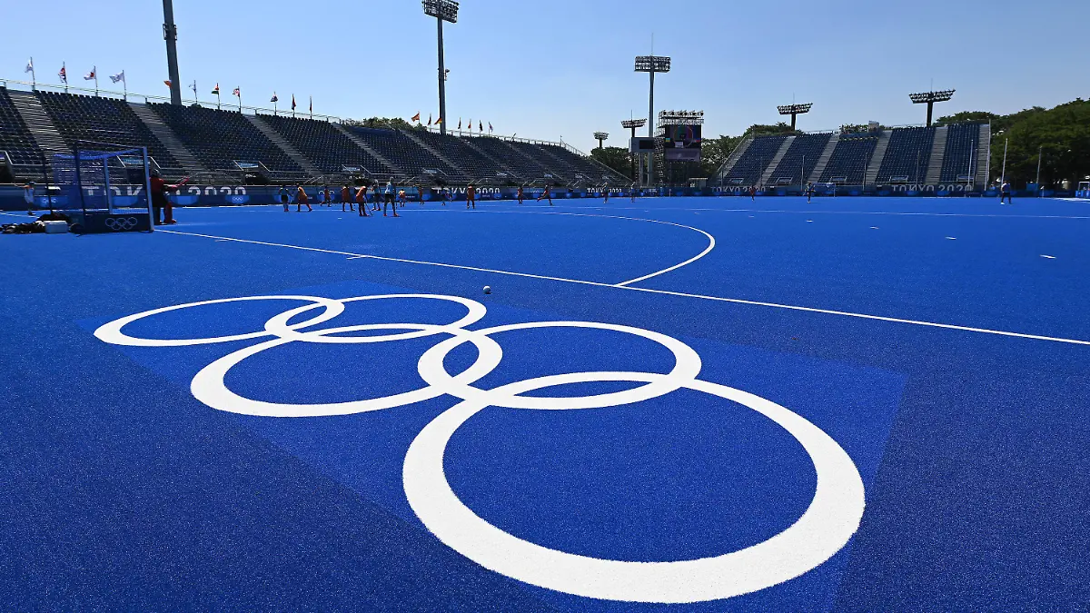 22.07.2021, Japan, Tokio: Hockey: Olympia, Training im Oi Hockey Stadium. Blick auf den North Pitch. Foto: Swen Pförtner/dpa +++ dpa-Bildfunk +++