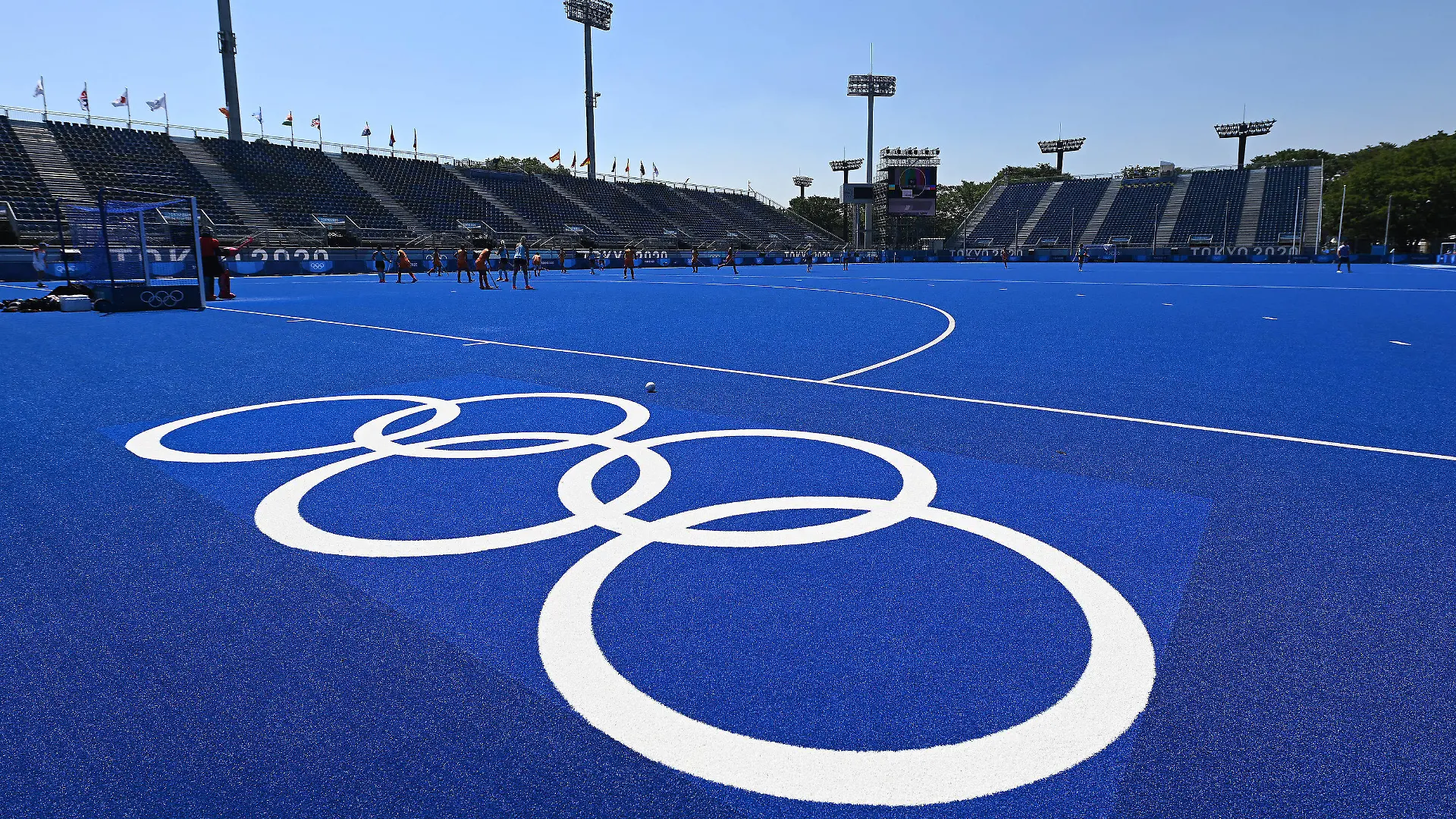 22.07.2021, Japan, Tokio: Hockey: Olympia, Training im Oi Hockey Stadium. Blick auf den North Pitch. Foto: Swen Pförtner/dpa +++ dpa-Bildfunk +++