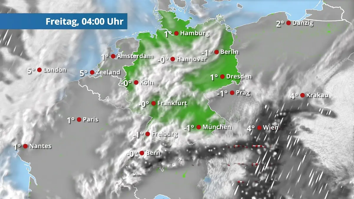 Prognose vom 26. März Der Regen- und Wolkenfilm für 48 Stunden