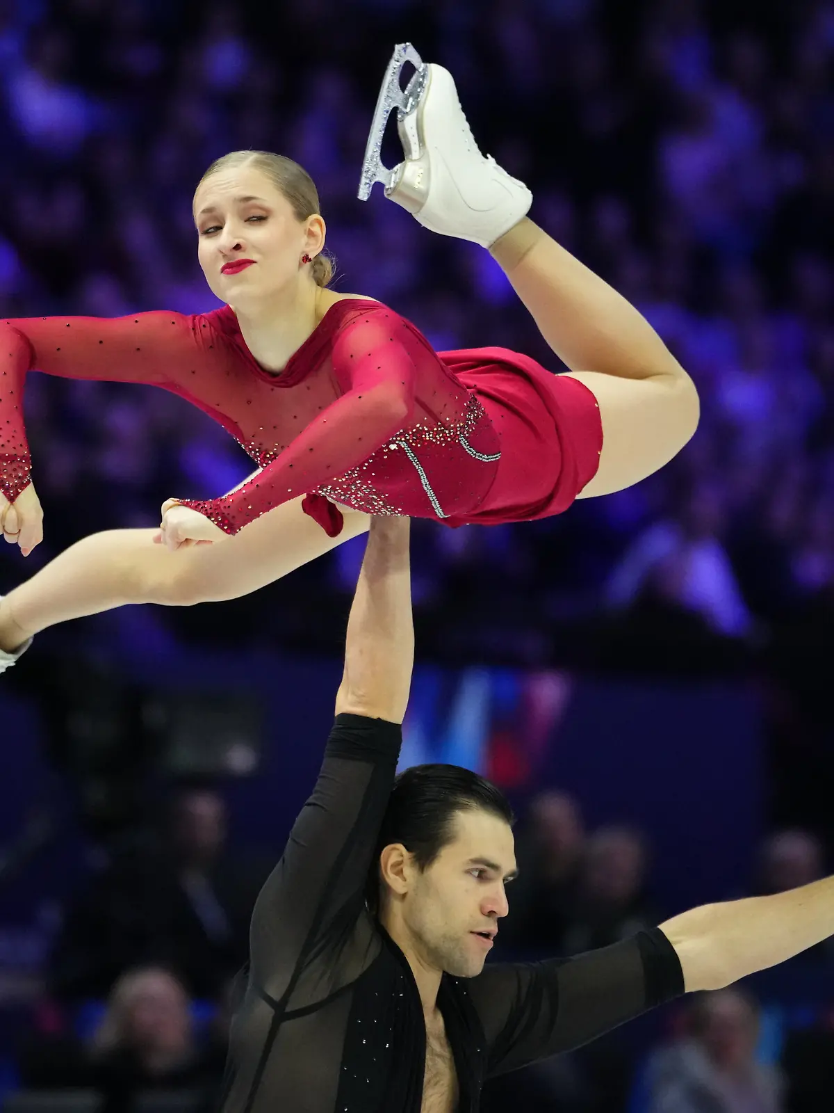 Minerva Fabienne Hase and Nikita Volodin from Germany perform during the pairs short program at the Figure Skating World Championships in Prague, Czech Republic, Wednesday, March 25, 2026. (AP Photo/Petr David Josek)