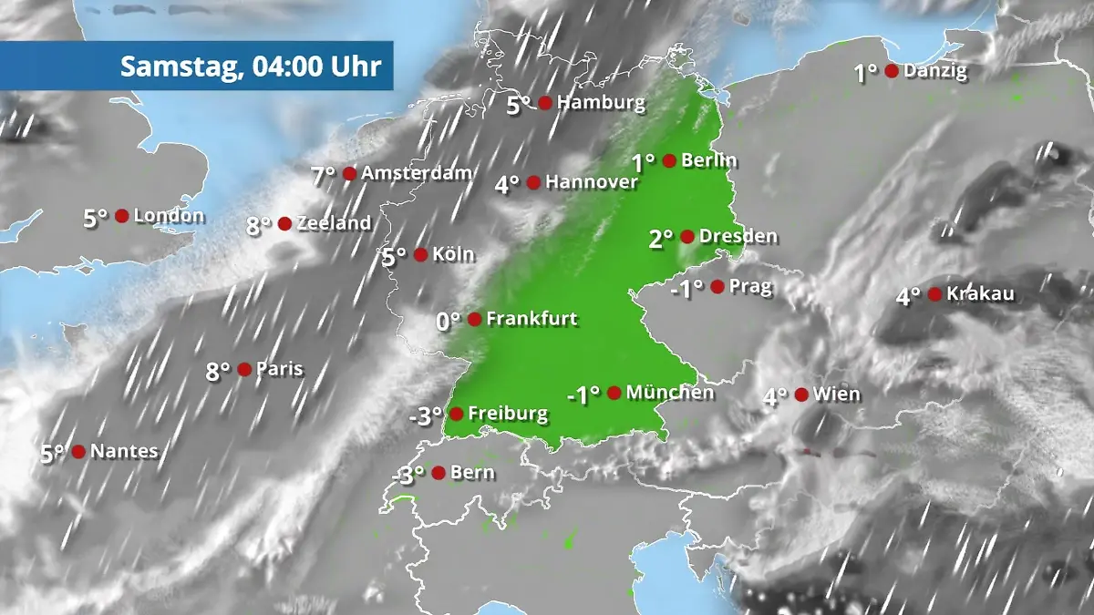 Prognose vom 27. März Der Regen- und Wolkenfilm für 48 Stunden