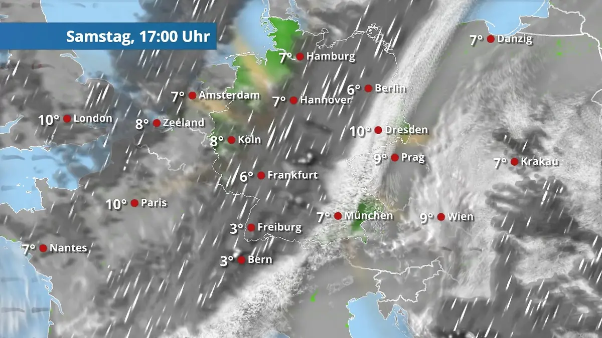 Prognose vom 28. März Der Regen- und Wolkenfilm für 48 Stunden