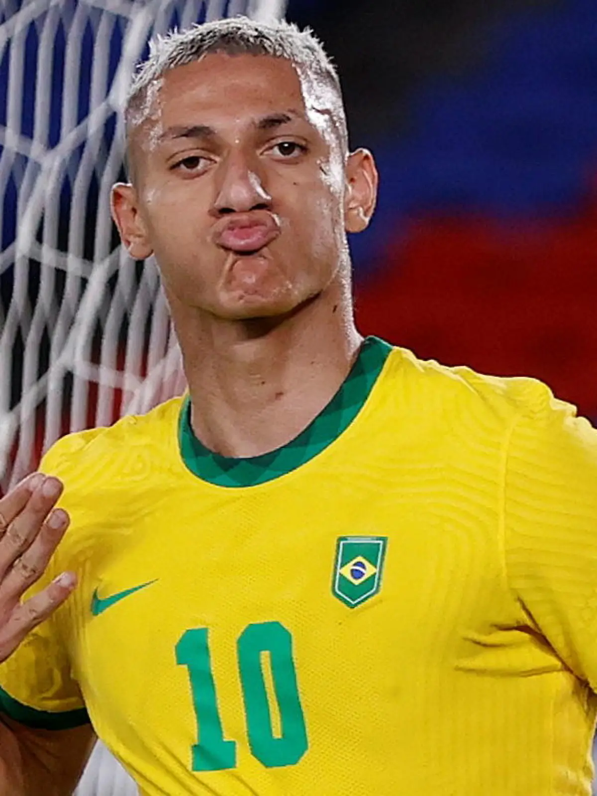 Tokyo 2020 Olympics - Soccer Football - Men - Group D - Brazil v Germany - International Stadium Yokohama, Yokohama, Japan - July 22, 2021. Richarlison of Brazil celebrates scoring their third goal and completing his hat-trick REUTERS/Phil Noble