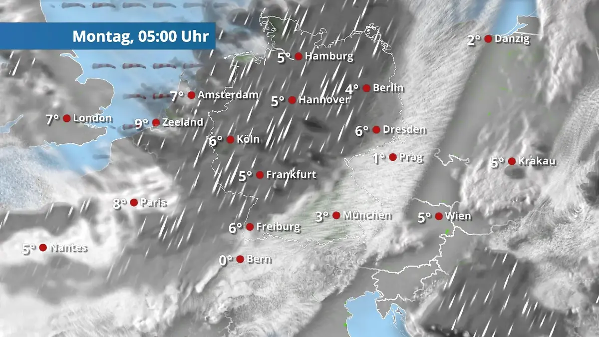 Prognose vom 29. März Der Regen- und Wolkenfilm für 48 Stunden