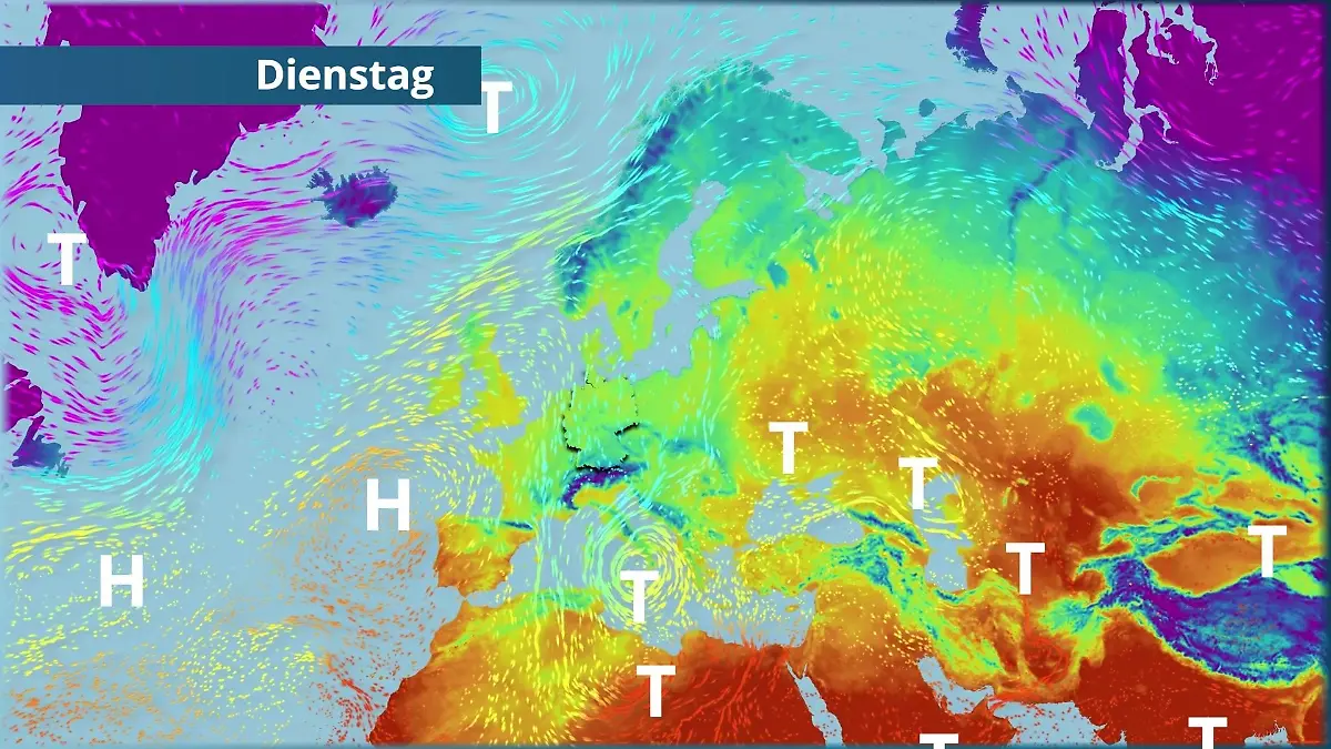 Prognose vom 30. März Der Strömungsfilm für Europa für 5 Tage