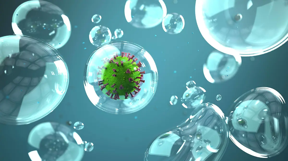 Droplet Infection Corona Virus Corona virus in the droplets. 3d illustration.