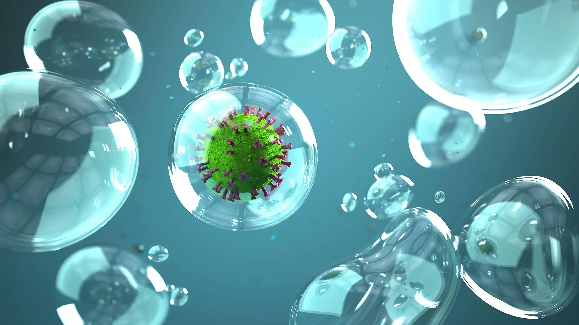 Droplet Infection Corona Virus Corona virus in the droplets. 3d illustration.