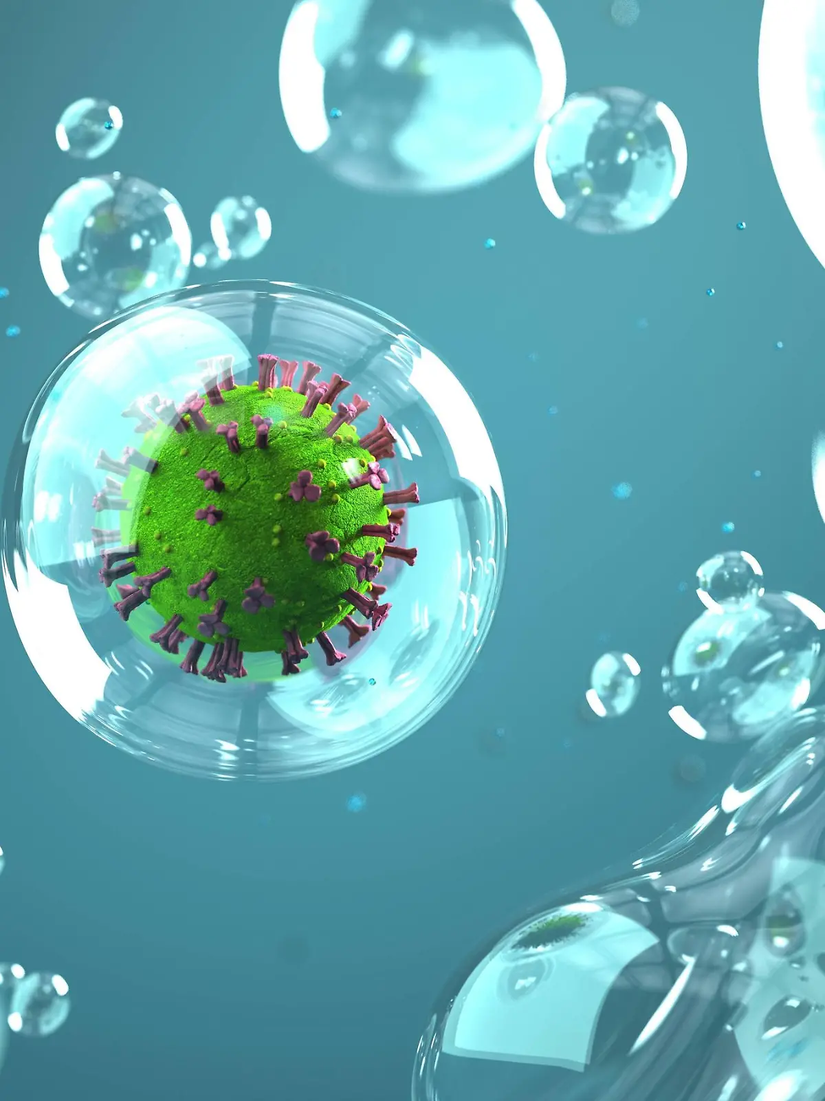  Droplet Infection Corona Virus Corona virus in the droplets. 3d illustration.