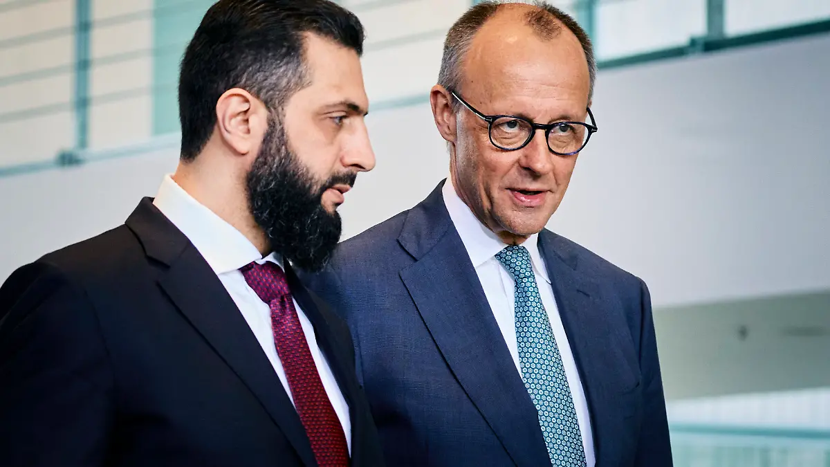 Friedrich Merz (CDU), Bundeskanzler, trifft den Praesidenten der Arabischen Republik Syrien, Ahmed al Sharaa, in Berlin, 30.03.2026.