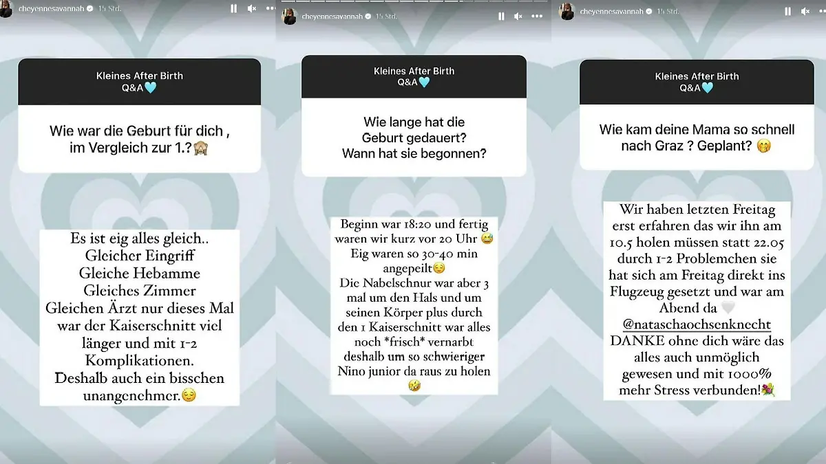 In einer Fragerunde beantwortet Cheyenne Ochsenknecht auch Fragen zu ihrer zweiten Geburt