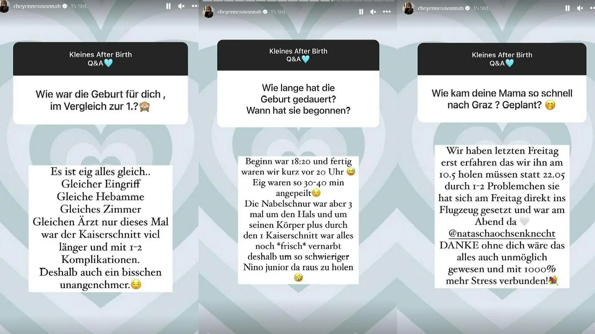 In einer Fragerunde beantwortet Cheyenne Ochsenknecht auch Fragen zu ihrer zweiten Geburt