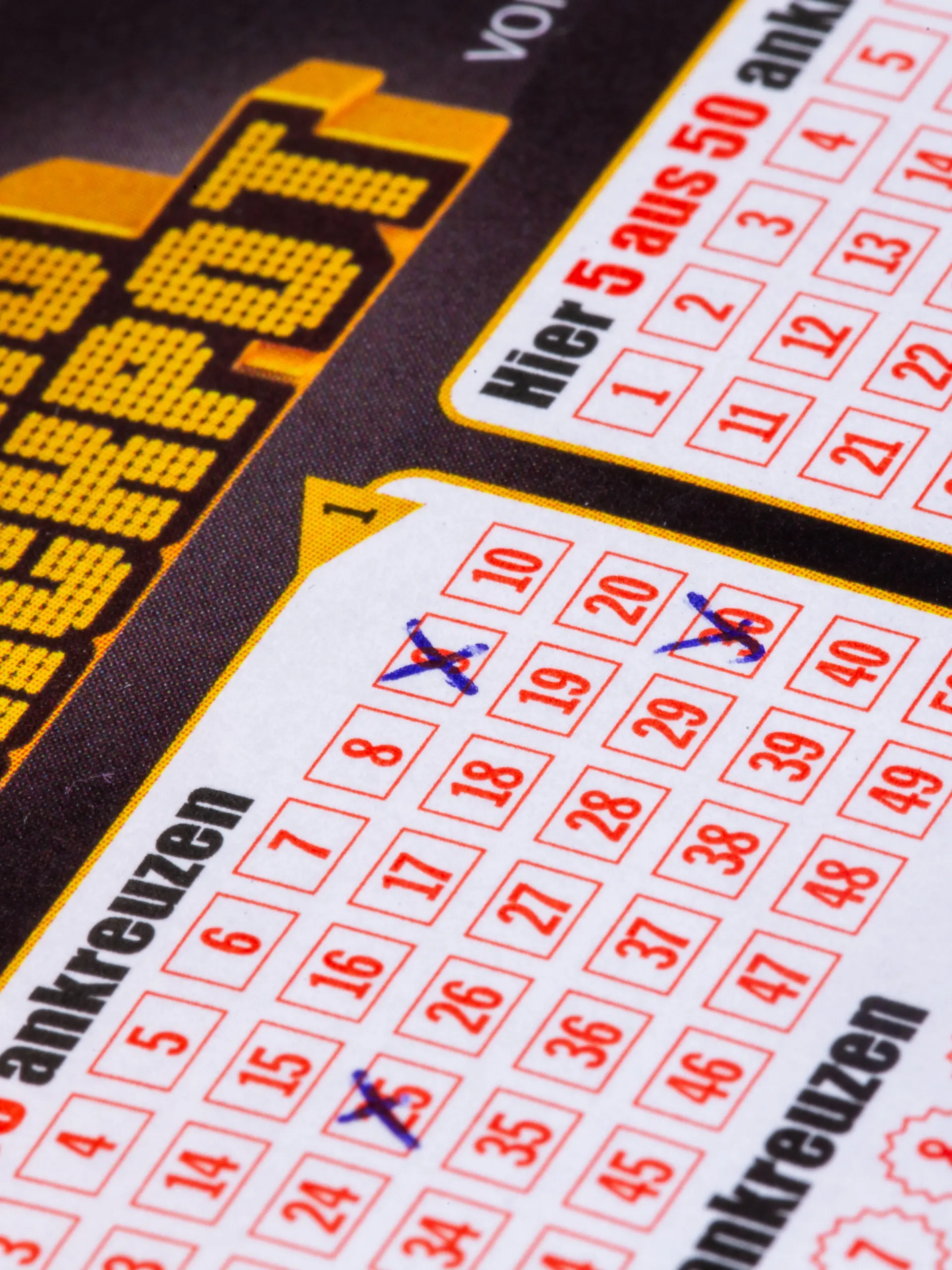 Eurojackpot: Nahaufnahme von einem Spielschein
