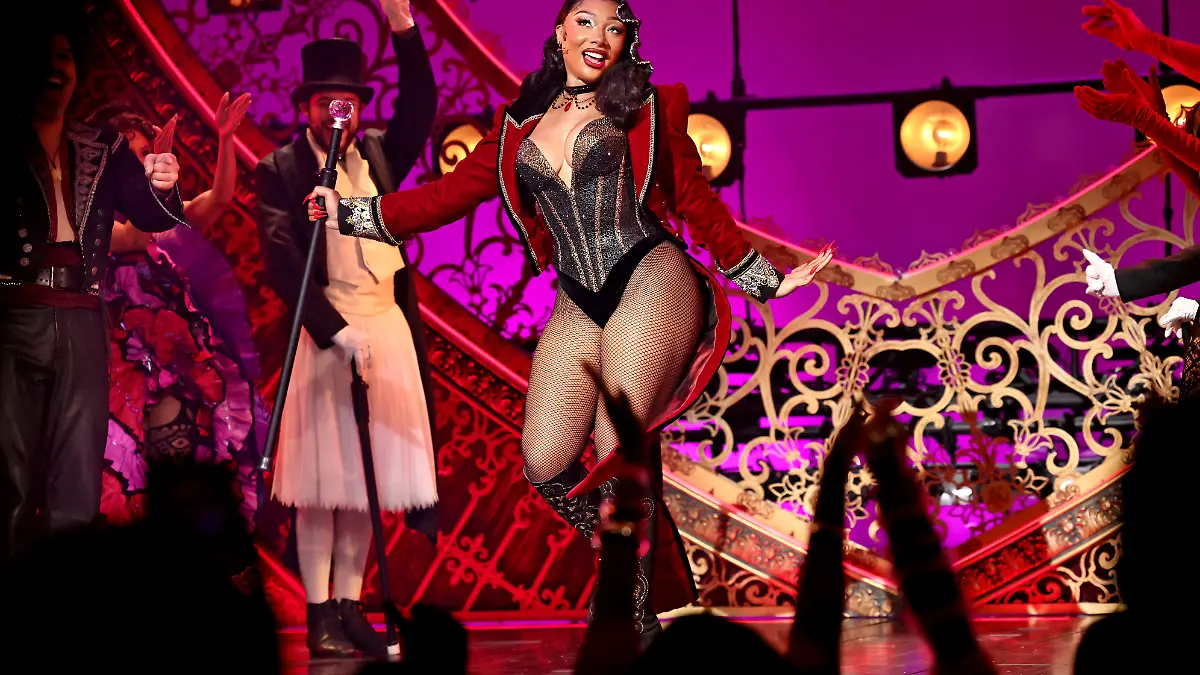 NEW YORK, NEW YORK - MARCH 24: Megan Thee Stallion makes her Broadway debut in Moulin Rouge! The Musical at Al Hirschfeld Theatre on March 24, 2026 in New York City. (Photo by Theo Wargo/Getty Images for Hot Girl Productions)