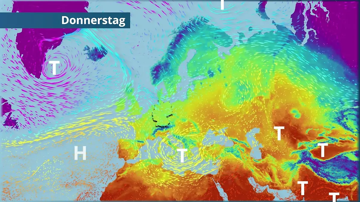 Prognose vom 1. April Der Strömungsfilm für Europa für 5 Tage