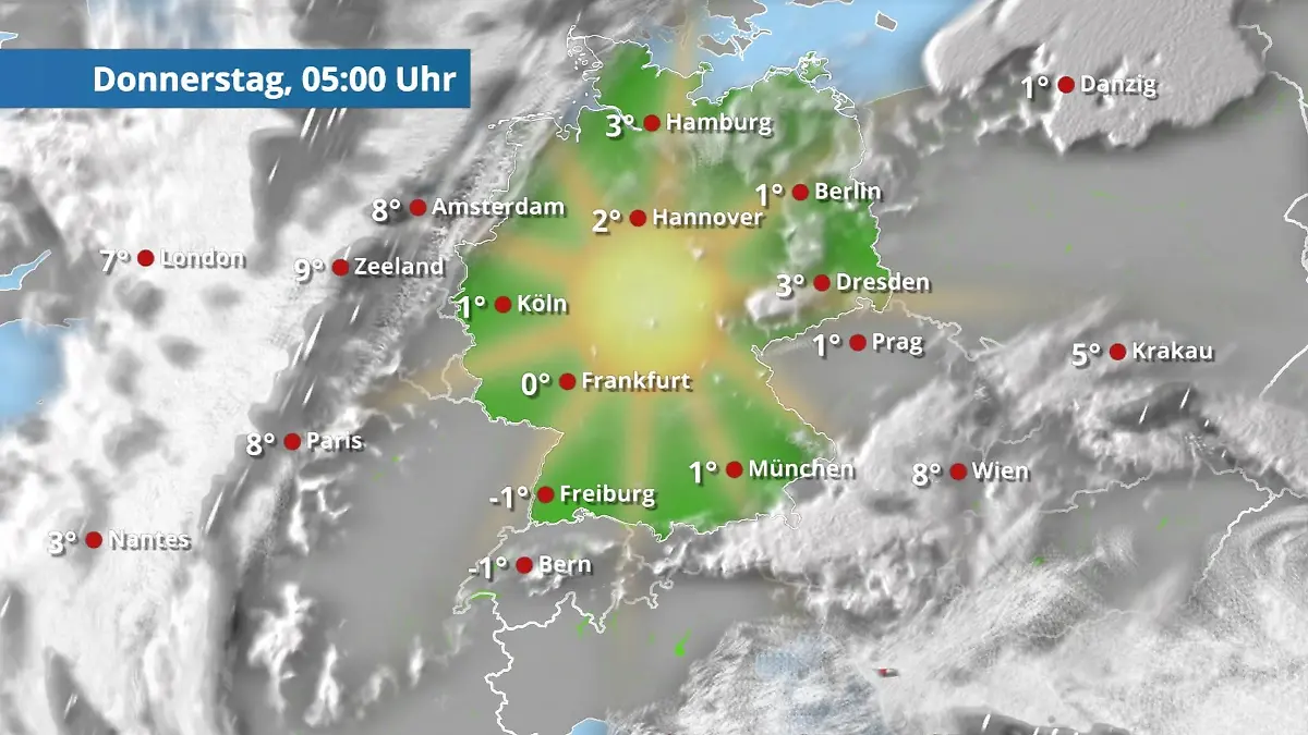 Prognose vom 1. April Der Regen- und Wolkenfilm für 48 Stunden