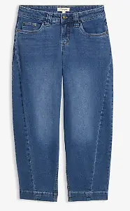 Barrel-Jeans, Mid Waist, cropped