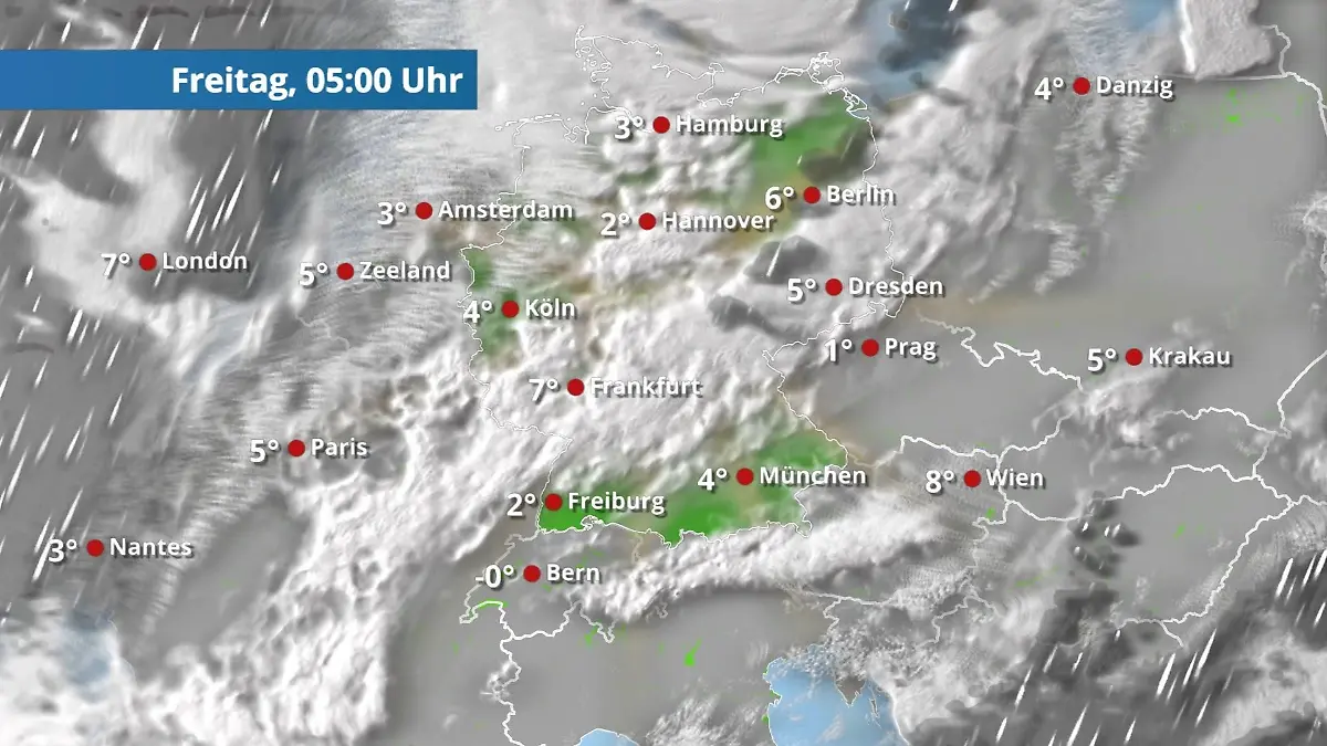 Prognose vom 2. April Der Regen- und Wolkenfilm für 48 Stunden