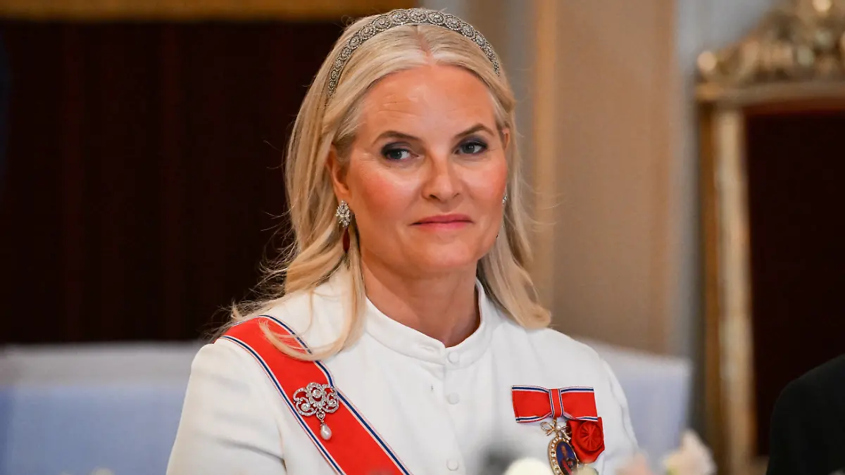 Crown Princess Mette-Marit of Norway during the gala dinner at the Royal Palace in Oslo on June 23, 2025, as part of the presidential state visit to Norway. Photo by Abdullah Firas/ABACAPRESS.COM