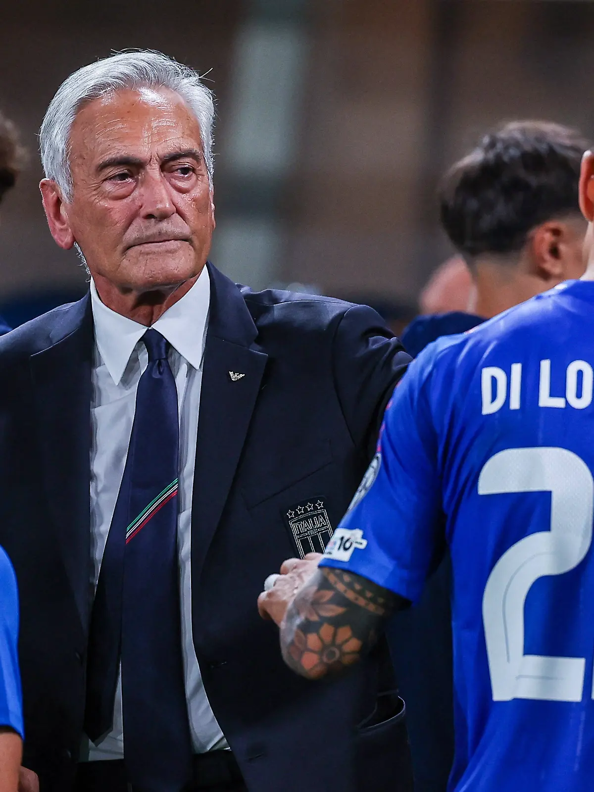 CALCIO - FIFA Mondiali - FIFA World Cup, WM, Weltmeisterschaft, Fussball 2026 - Qualification Round - Italy vs Estonia Gabriele Gravina President FIGC of Italy celebrates the victory at the end of the match during FIFA World Cup 2026 qualifier football match between Italy and Estonia at New Balance Arena Bergamo Italy PUBLICATIONxNOTxINxFRAxUK Copyright: xIPAxSport/ABACAx