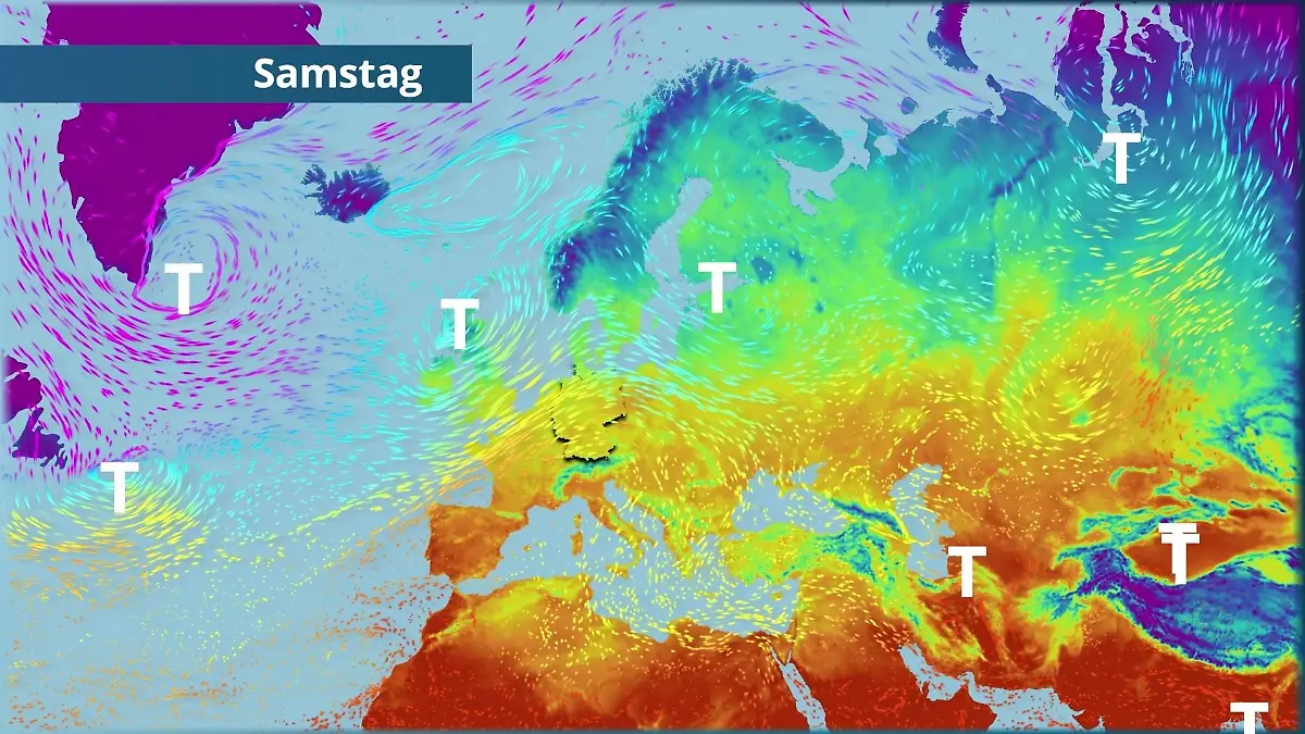 Prognose vom 3. April Der Strömungsfilm für Europa für 5 Tage