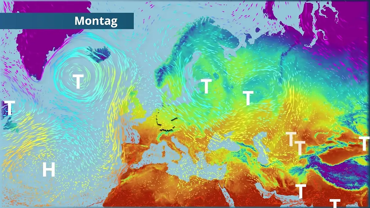 Prognose vom 5. April Der Strömungsfilm für Europa für 5 Tage