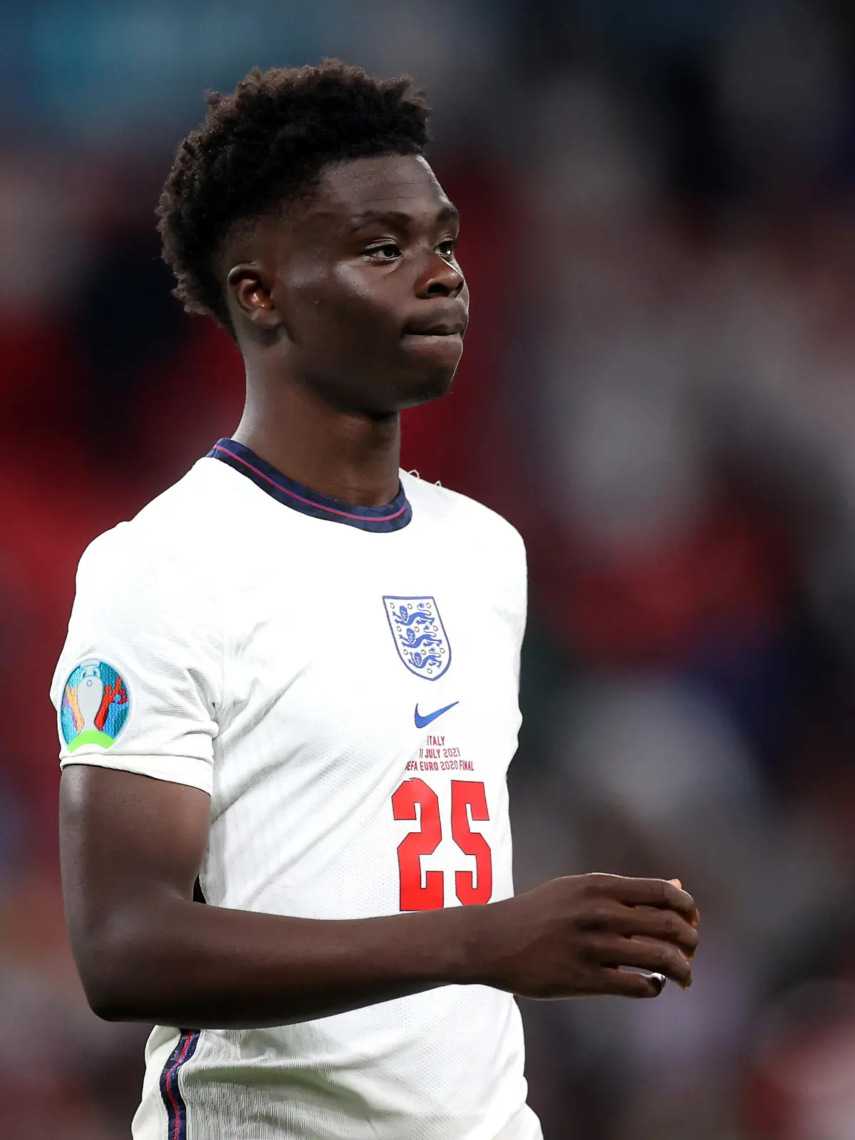Soccer Football - Euro 2020 - Final - Italy v England - Wembley Stadium, London, Britain - July 11, 2021 England's Bukayo Saka looks dejected after losing the penalty shootout Pool via REUTERS/Carl Recine